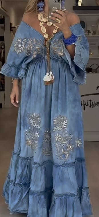 Saddle Bloom Denim Dress