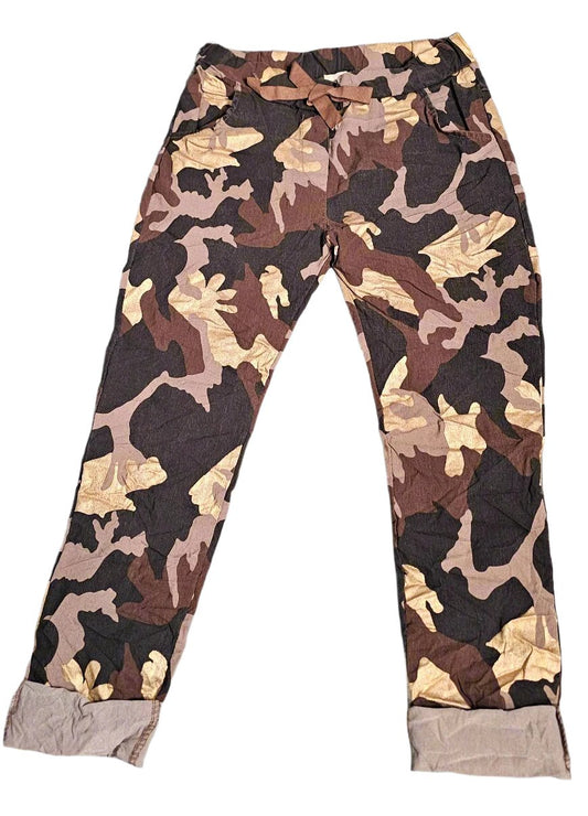 Ladies Italian Stretch Plain Pants Magic Fit (Camouflage)