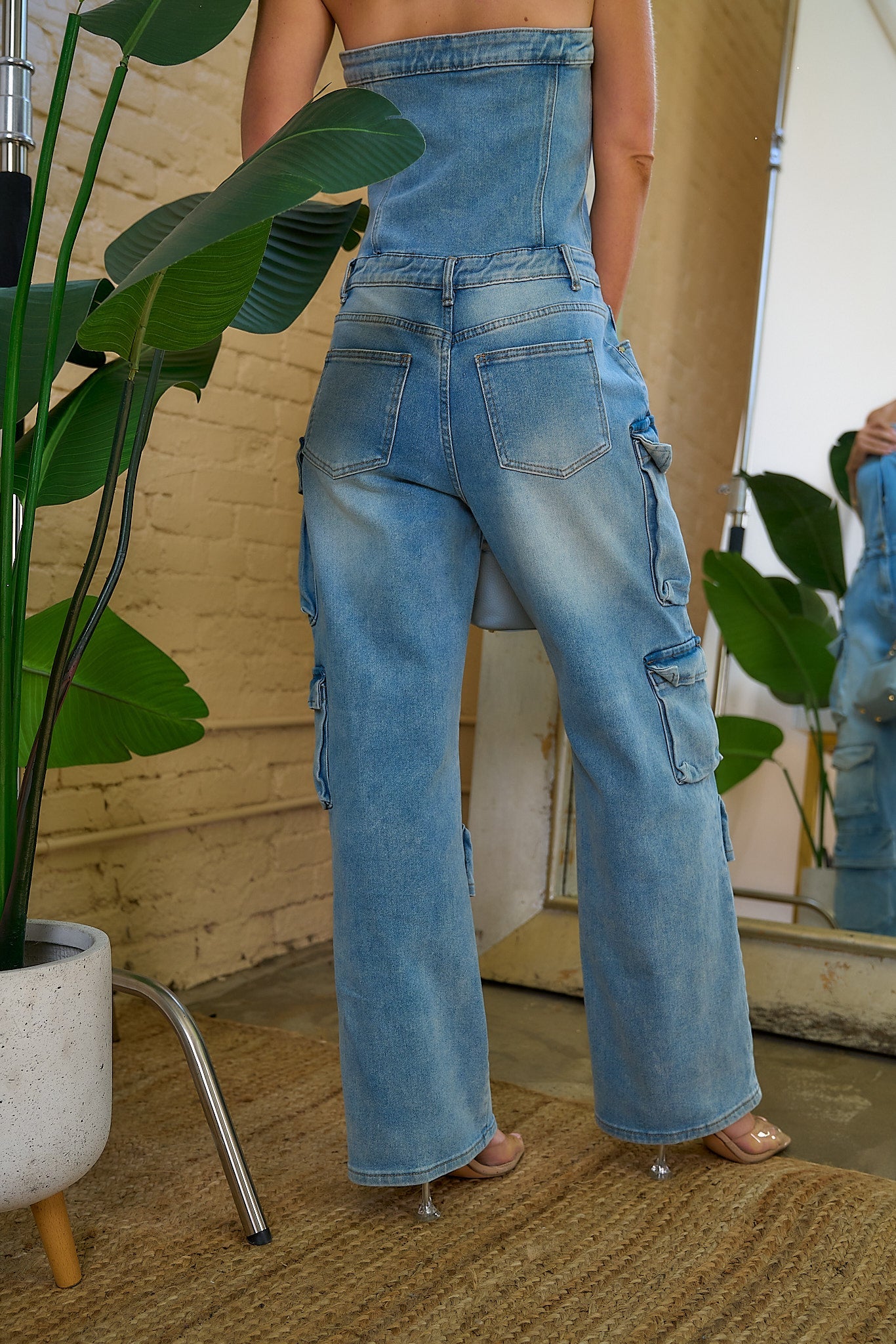 Denim Cargo Jumpsuit