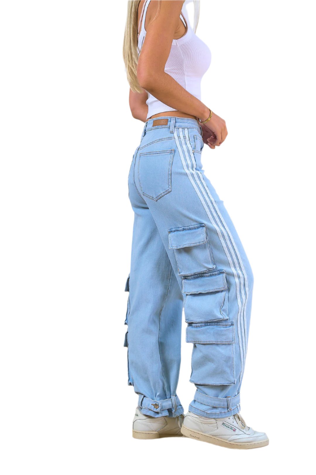 Striped Cargo Denim Pants