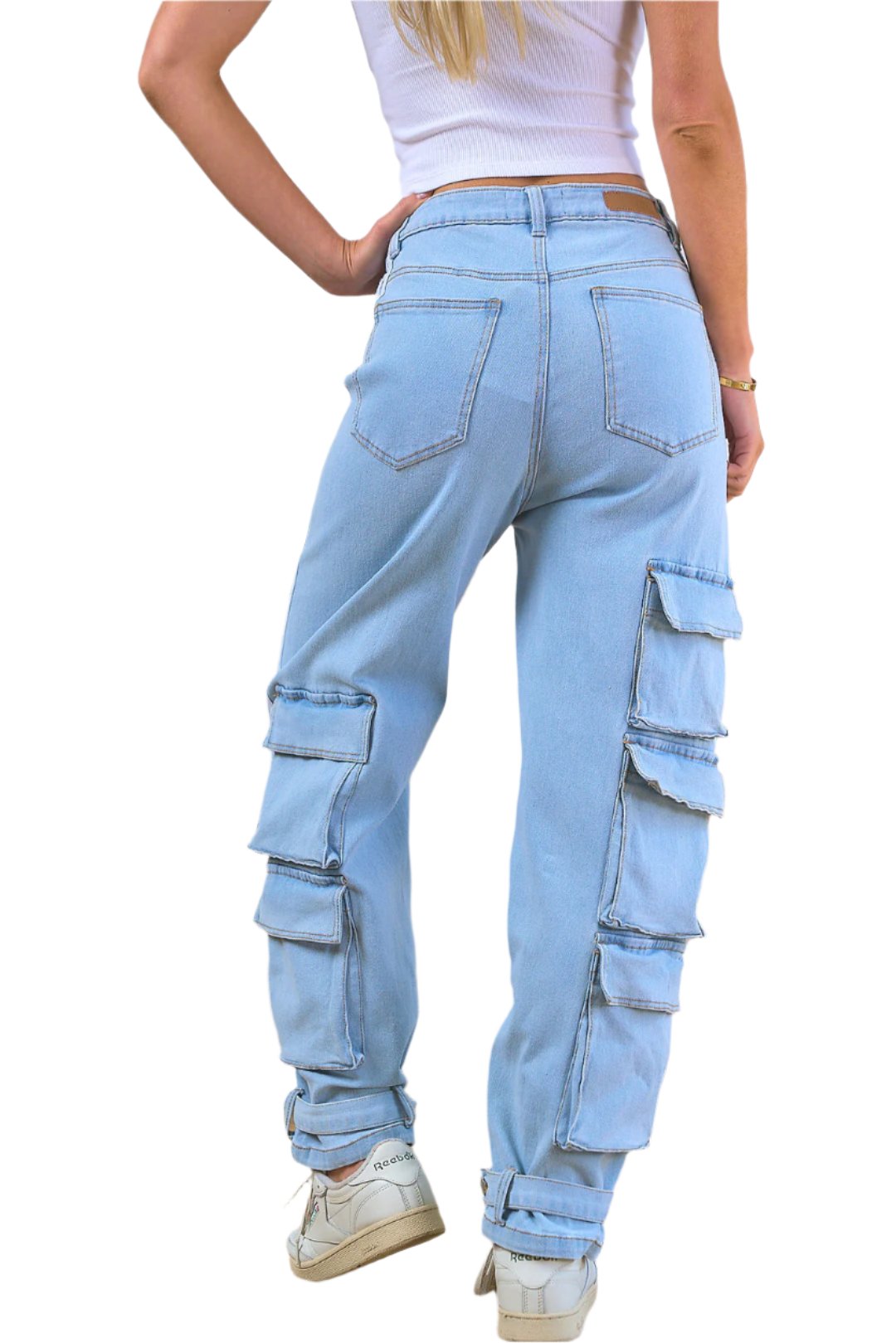 Striped Cargo Denim Pants