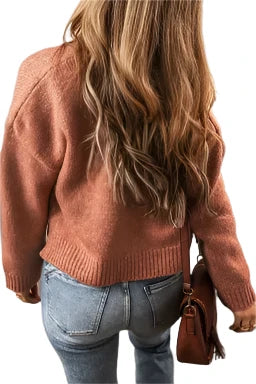 French Beige Drop Sleeve Open Front Cropped Cardigan